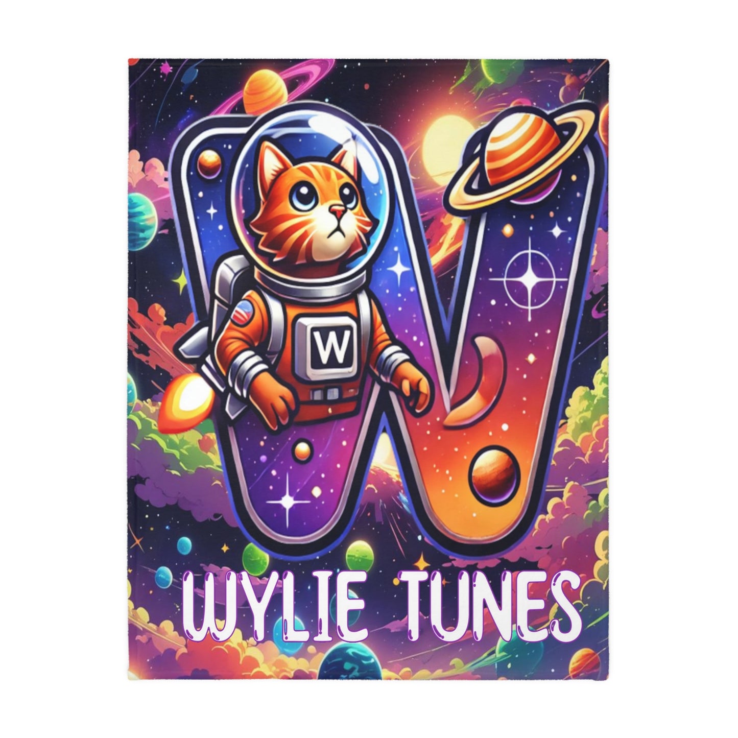 Wylie Tunes: Space Cat 1 & RipCurl Rocket Velveteen Microfiber 80x60 Reversible Blanket – “Double the Action, Double the Story"