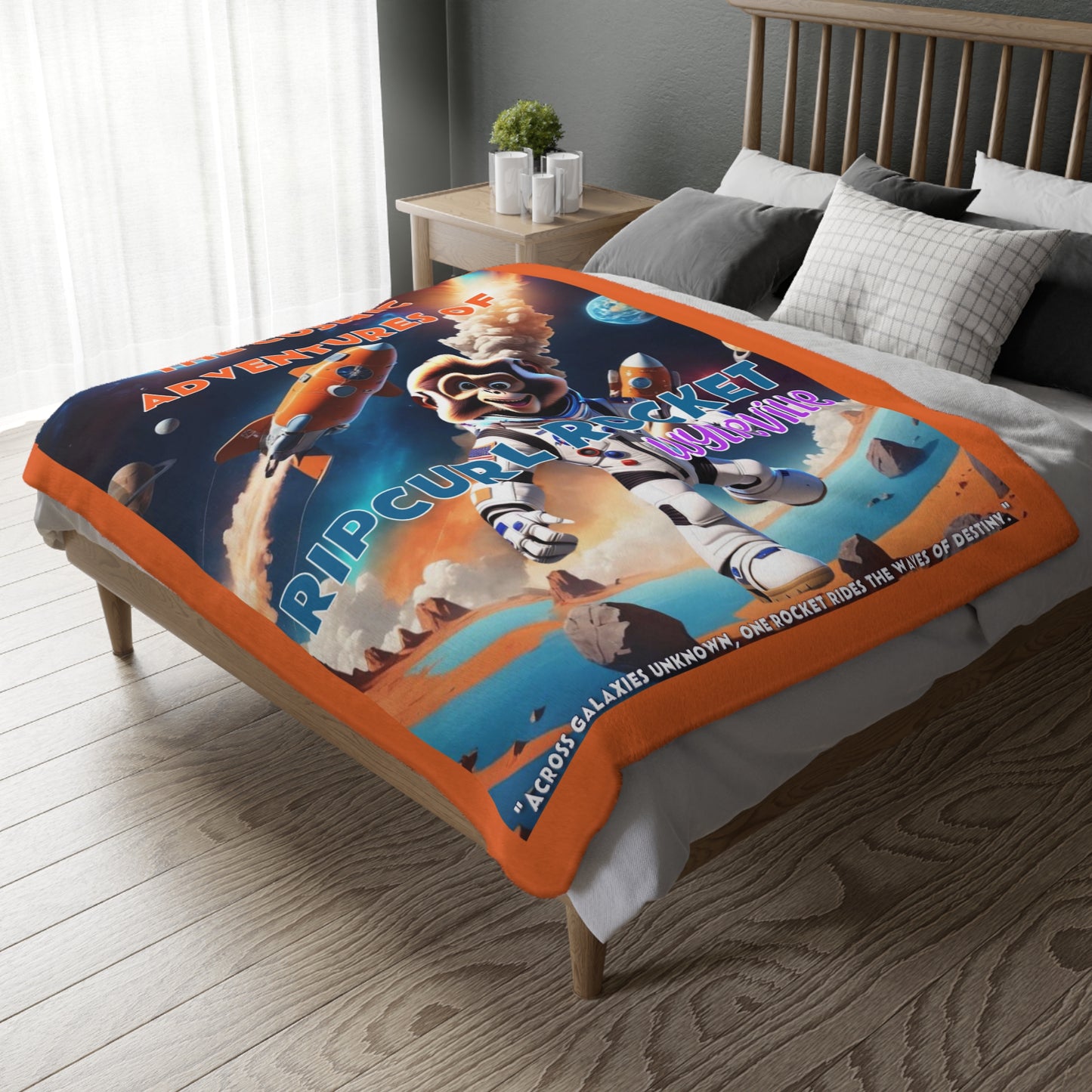 Wylie Tunes: Space Cat 1 & RipCurl Rocket Velveteen Microfiber 80x60 Reversible Blanket – “Double the Action, Double the Story"