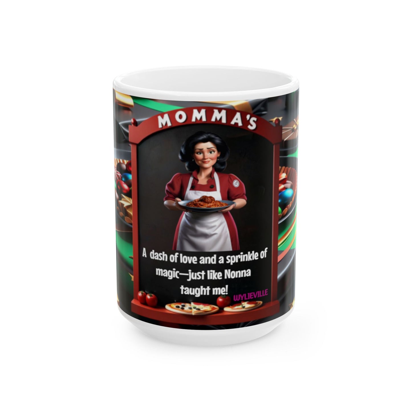 Wylieville: Momma Cannoli's (Nonna) Christmas Ceramic Mug, (15oz)