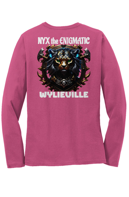 Wylieville After Dark: Nyx on the back Long Sleeve Core Cotton Tee