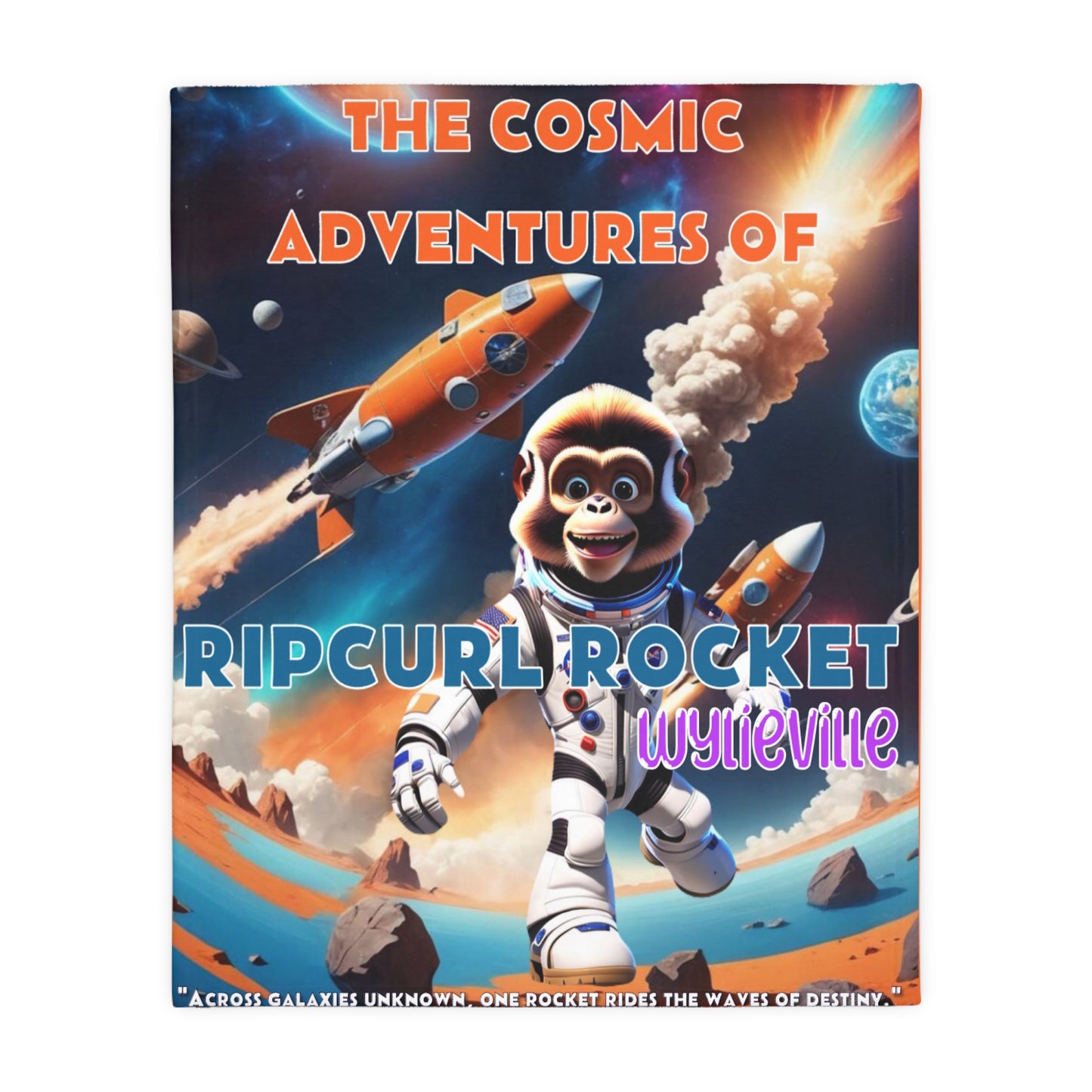 Wylie Tunes: Space Cat 1 & RipCurl Rocket Velveteen Microfiber 60x50 Reversible Blanket – “Double the Action, Double the Story"