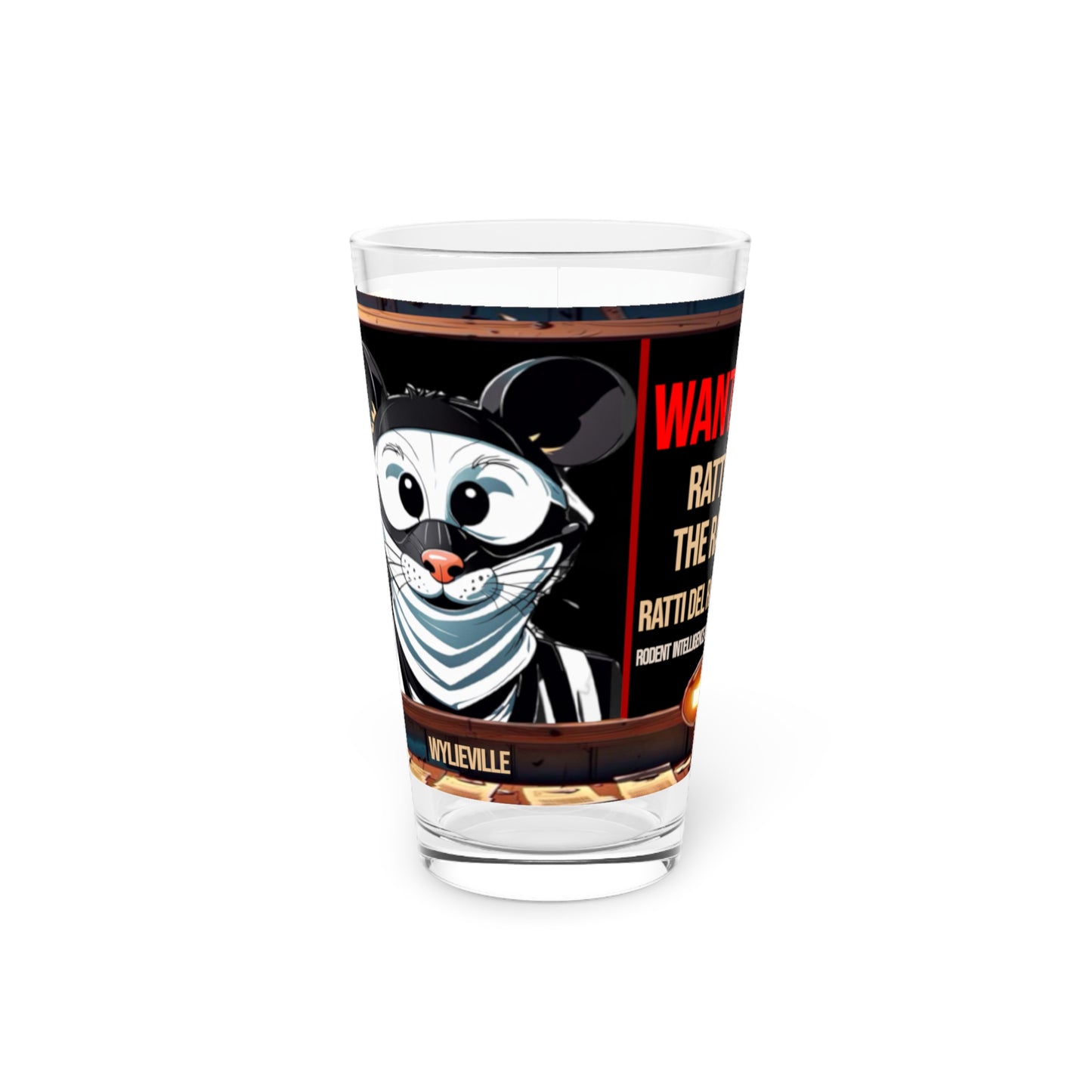 Wylieville After Dark: Ratty the Rat Pint Glass, 16oz