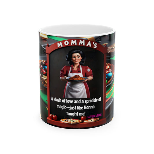 Wylieville: Momma Cannoli's (Nonna) Christmas Ceramic Mug, (11oz)