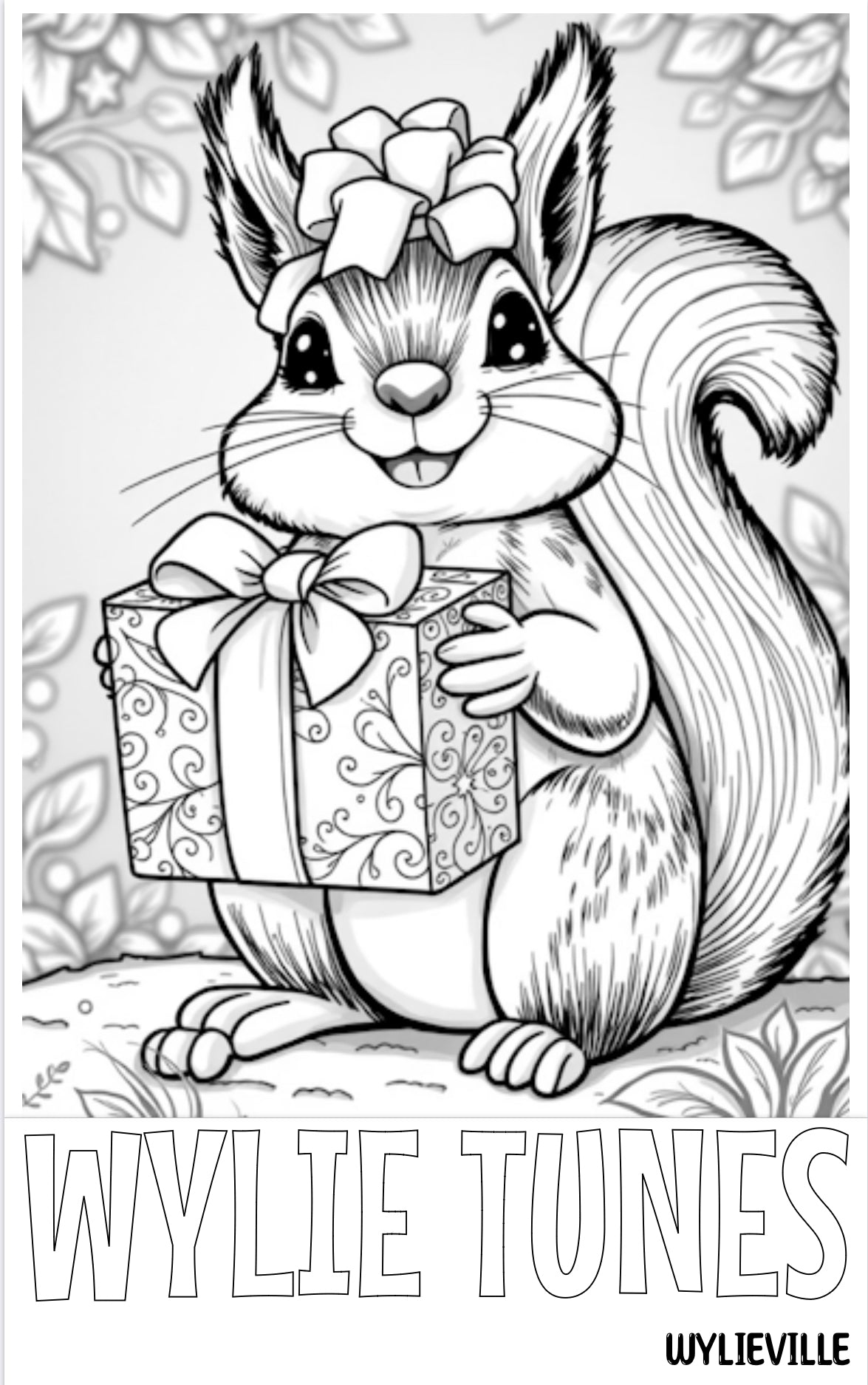 Ms. Squirrel at Christmas: Free Coloring Page