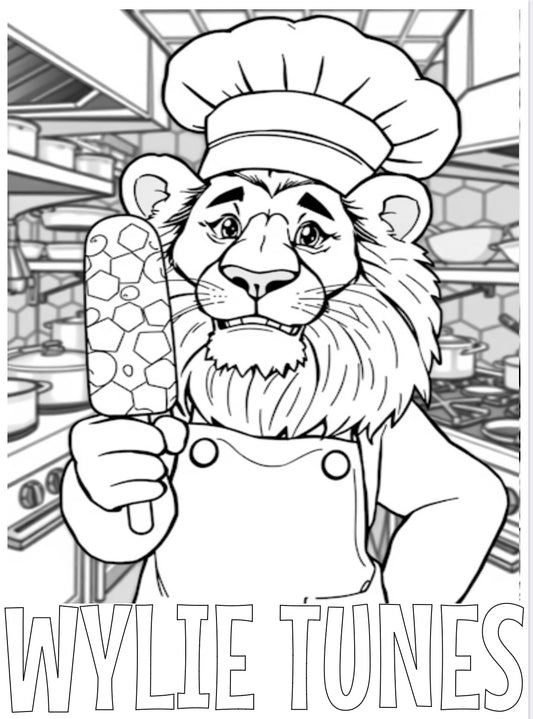 Chef Zampone the Dessert Lion at Momma Cannoli's: Free Coloring Page