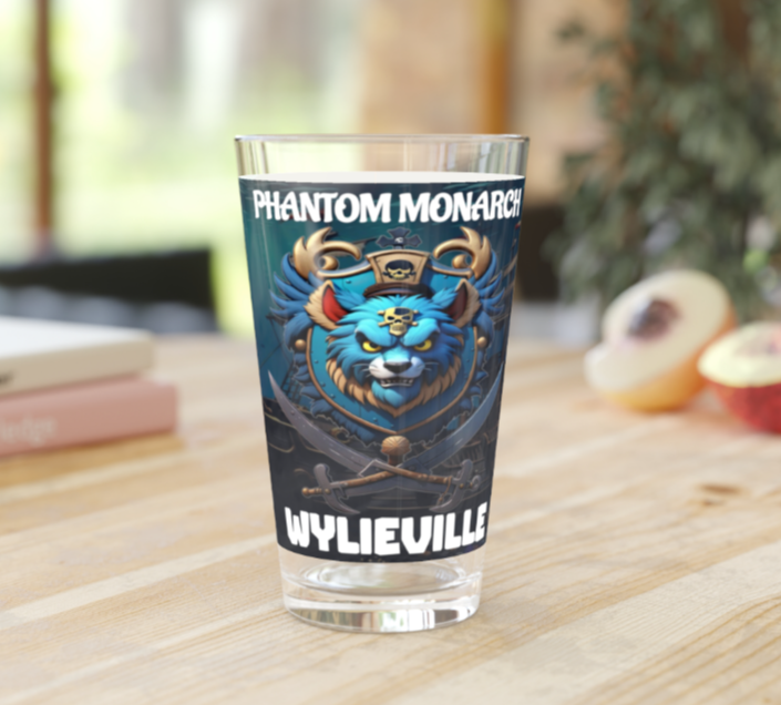 Wylieville After Dark: Phantom Monarch Pint Glass, 16oz